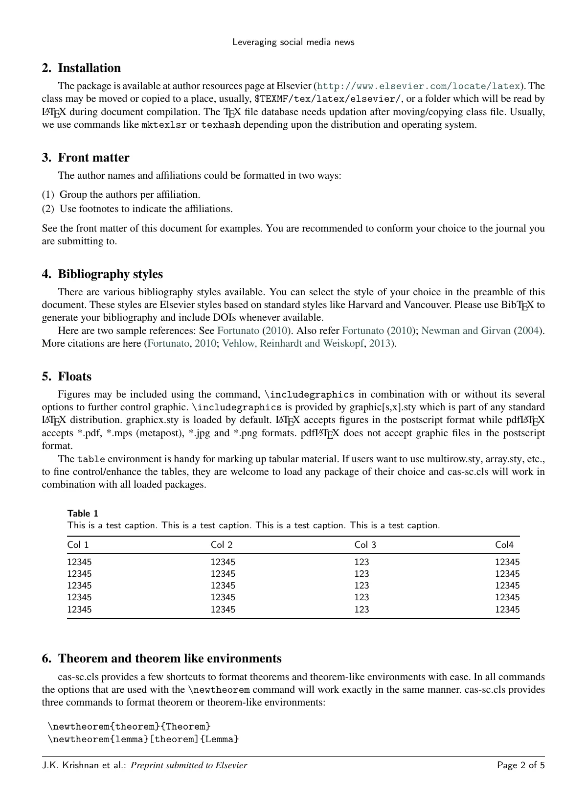 Elsevier CAS single-column article sample LaTeX template, page 4 of 7