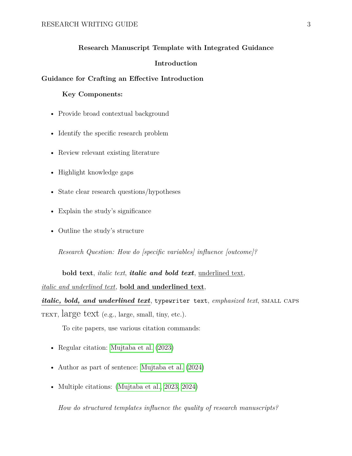 LaTeX-mallen APA 7 research manuscript with writing guide, sida 3 av 10