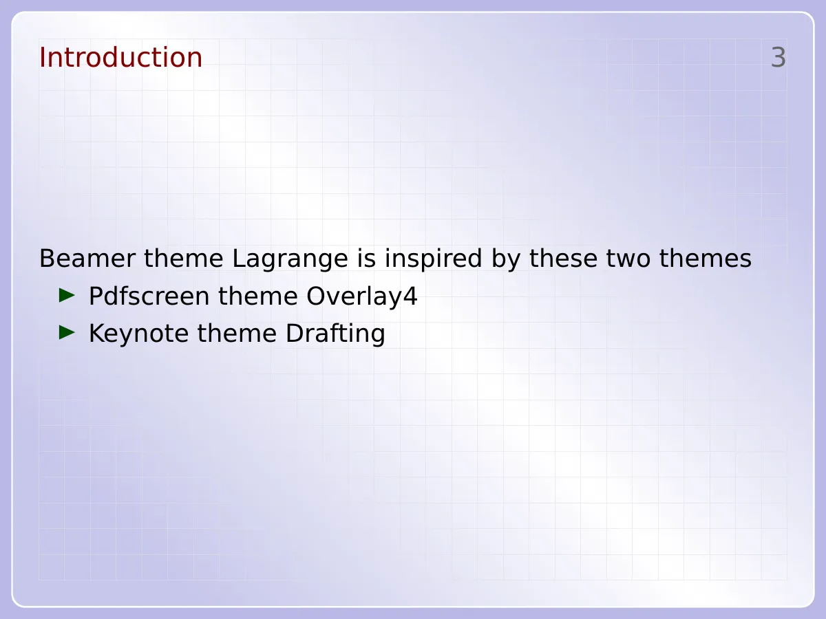 LaTeX-Vorlage Concrete cLagrange Beamer-Theme mit Code-Listings, Seite 3 von 7
