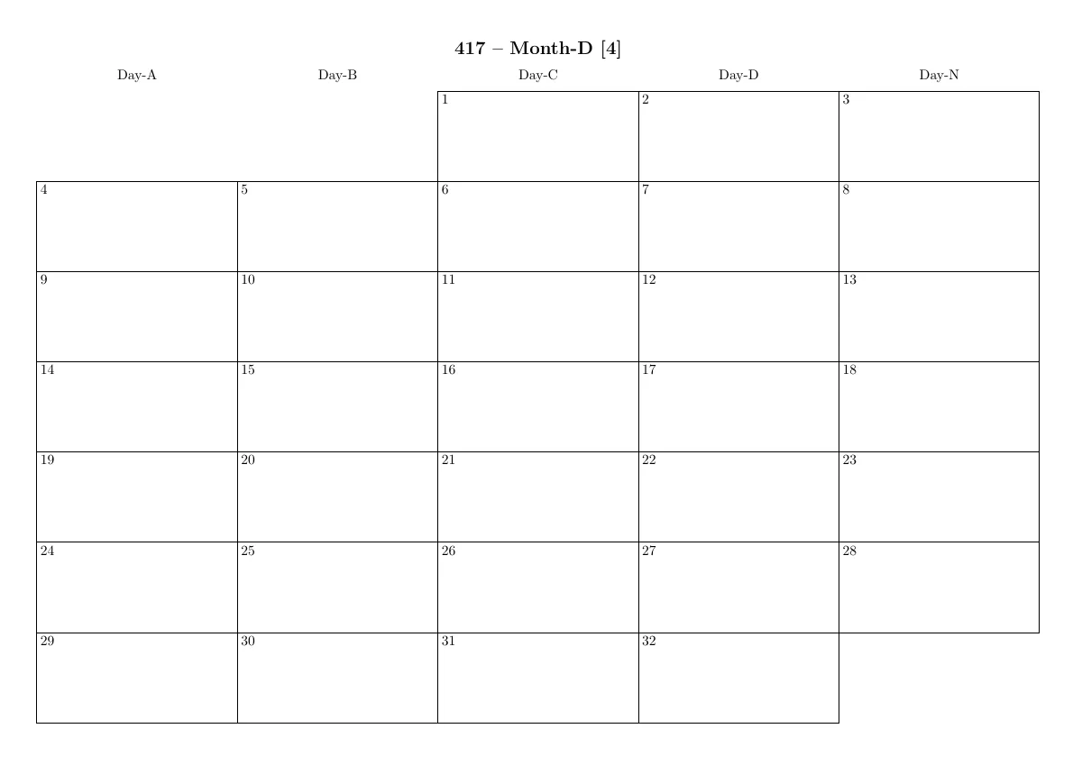 LaTeX-Vorlage Fantasy-Kalender-Generator, Seite 4 von 6