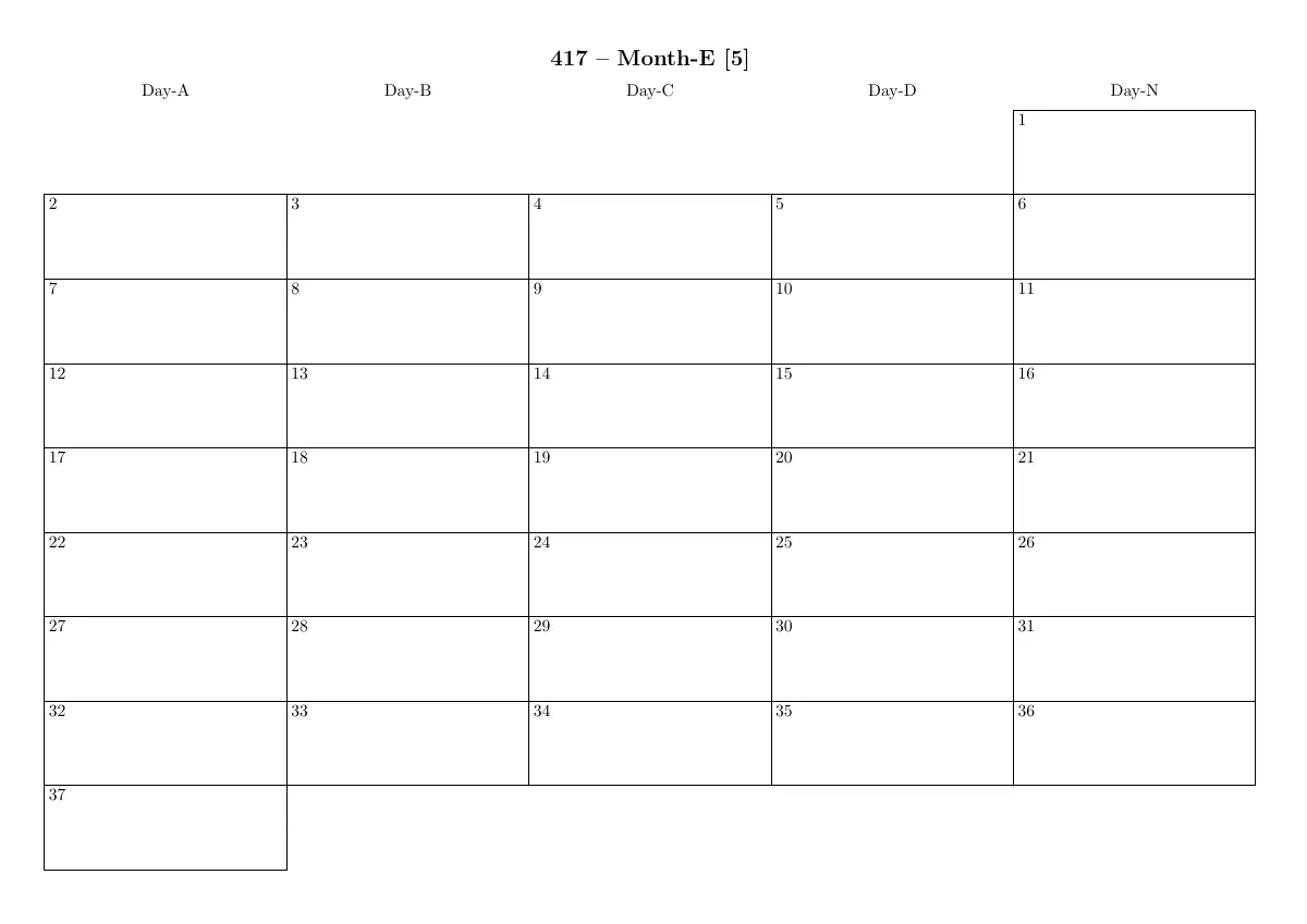 LaTeX-Vorlage Fantasy-Kalender-Generator, Seite 5 von 6