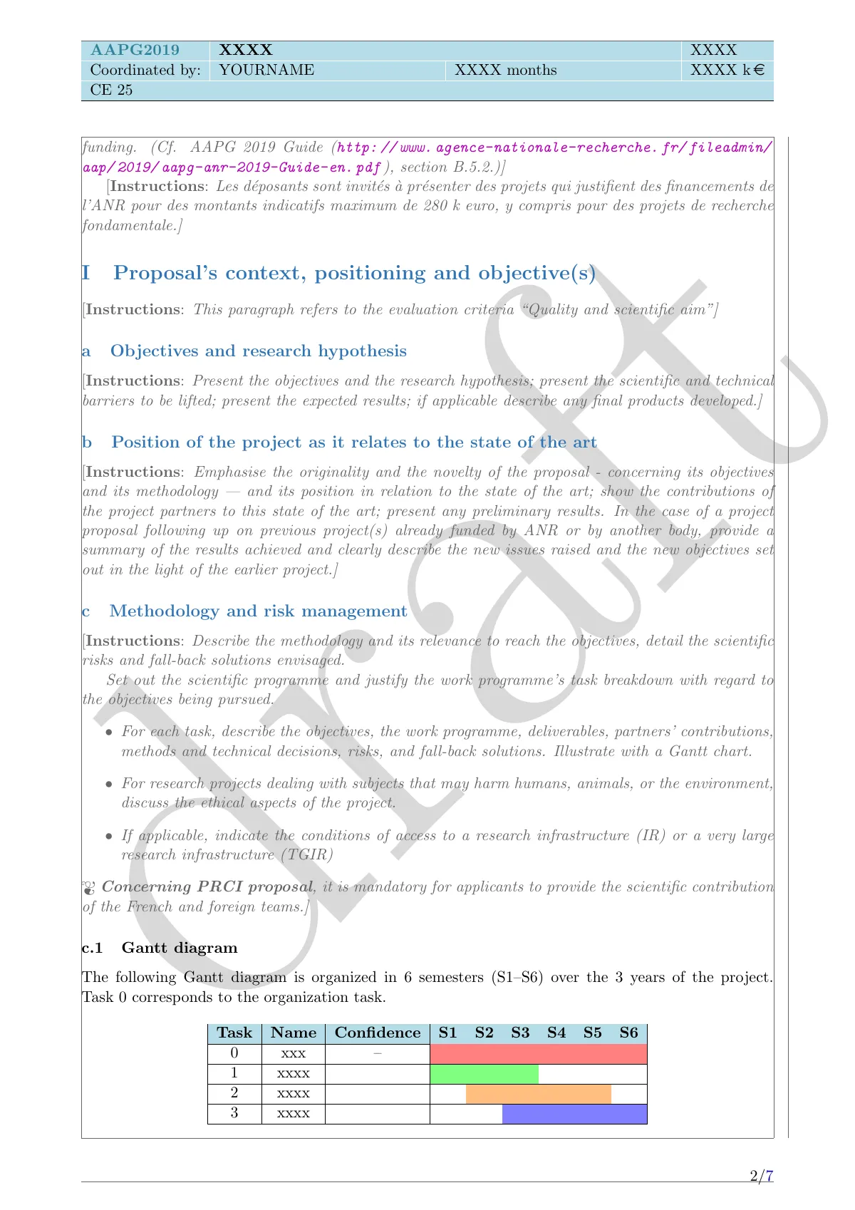 French ANR 2019 grant proposal, phase 2 LaTeX template, page 2 of 7