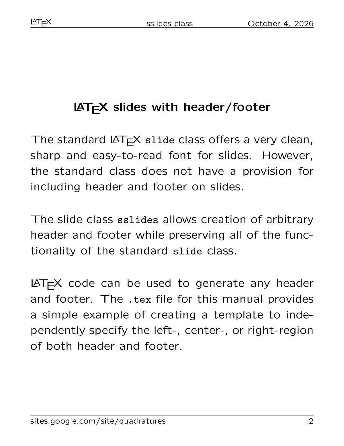 LaTeX-mallen Stående presentation, sslides, sida 2 av 3